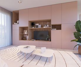 STIJL meubel op maat - scandinavisch - Poeder roze & Eiken natuur
